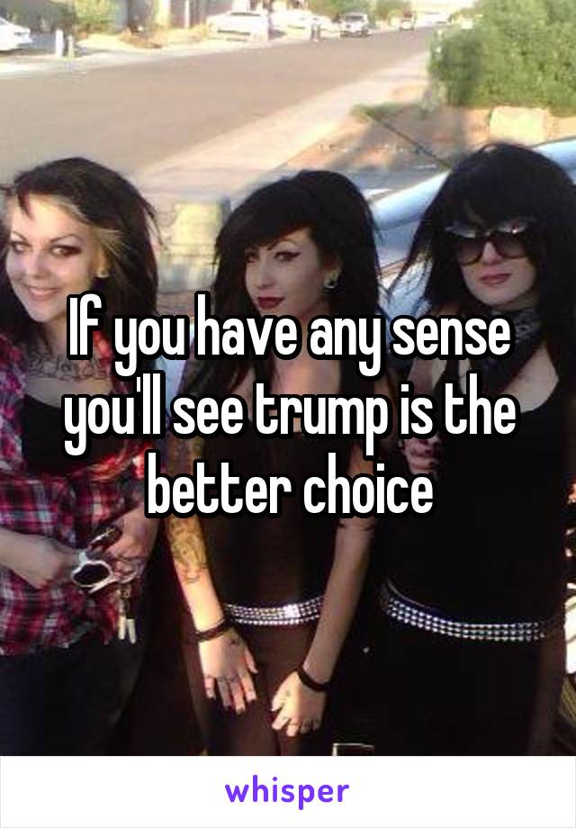 If you have any sense you'll see trump is the better choice