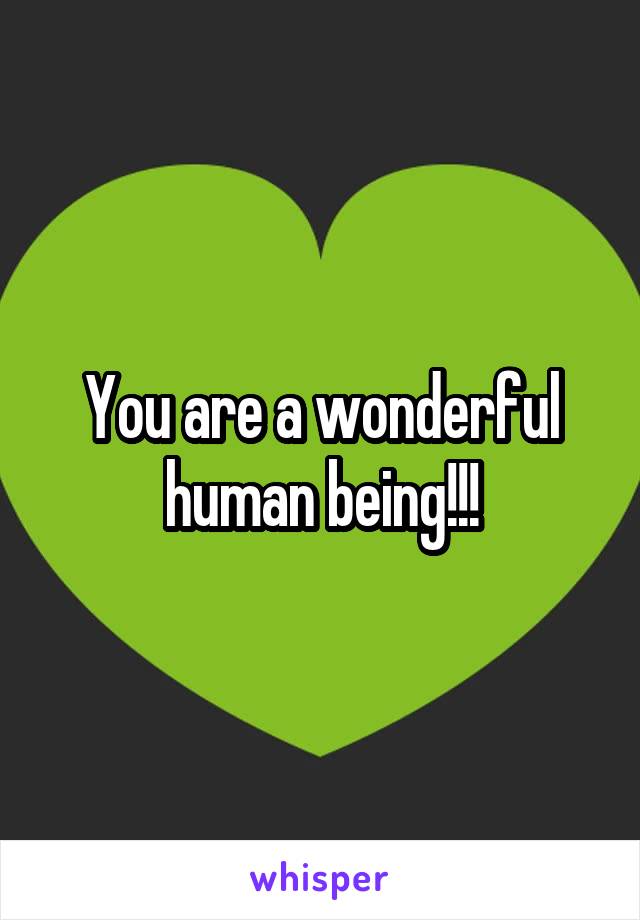 You are a wonderful human being!!!