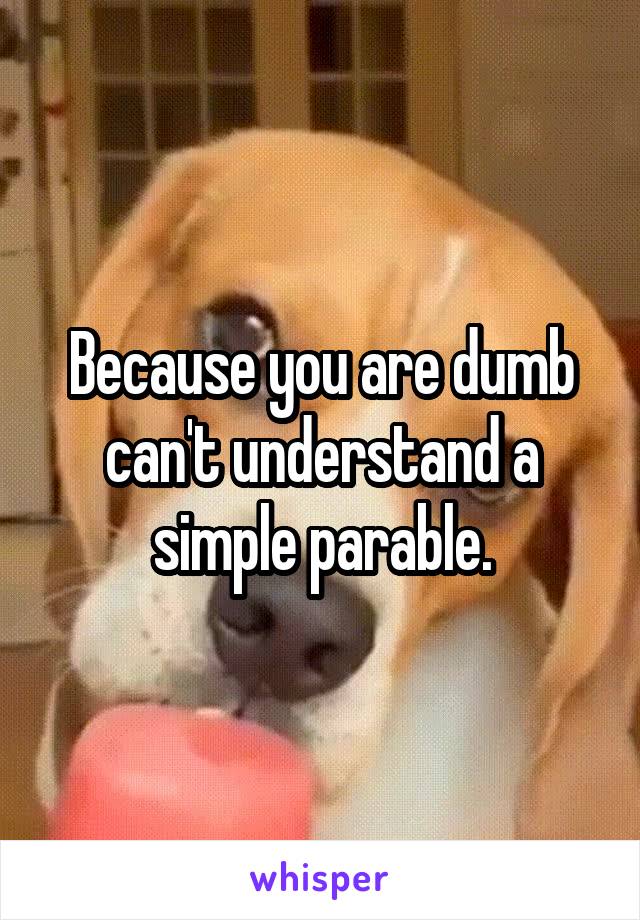 Because you are dumb can't understand a simple parable.