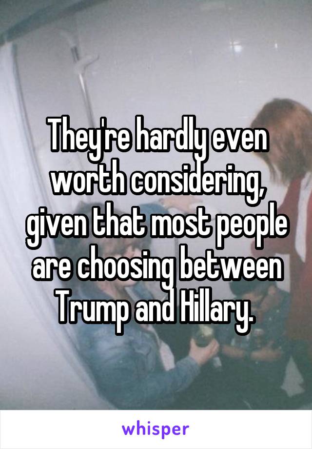 They're hardly even worth considering, given that most people are choosing between Trump and Hillary. 