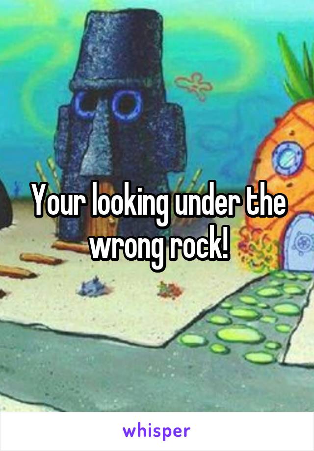 Your looking under the wrong rock!