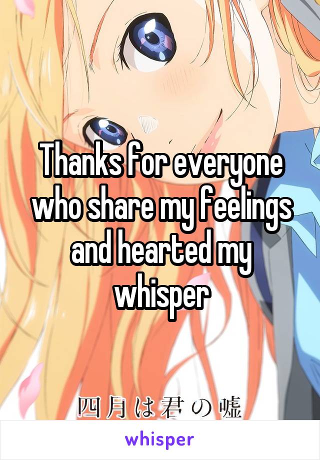 Thanks for everyone who share my feelings and hearted my whisper