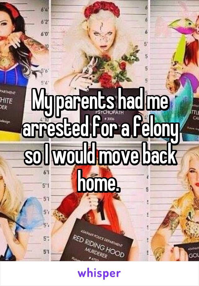 My parents had me arrested for a felony so I would move back home. 