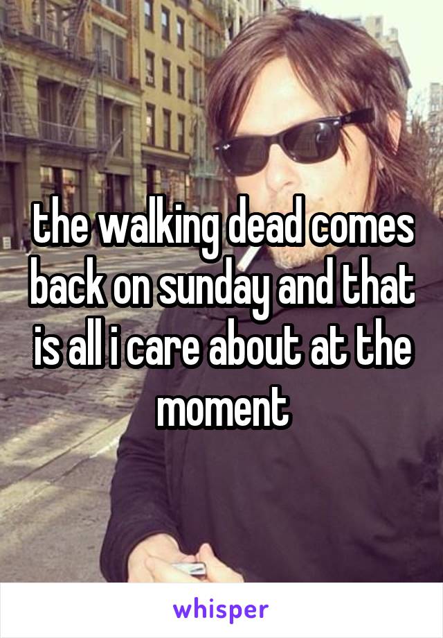 the walking dead comes back on sunday and that is all i care about at the moment