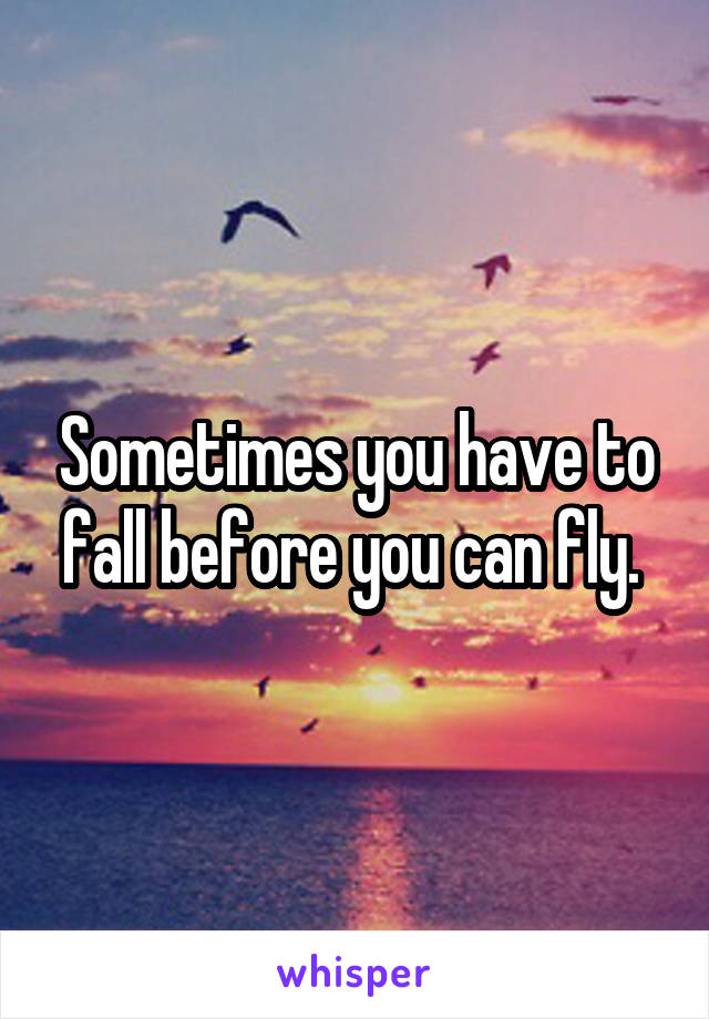 Sometimes you have to fall before you can fly. 