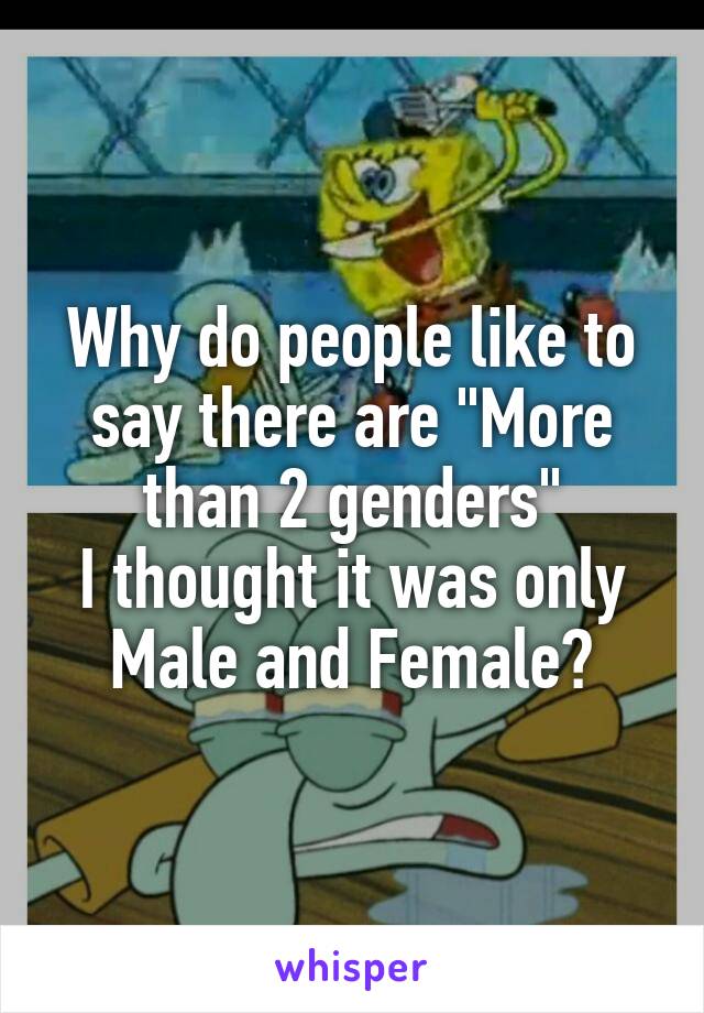 Why do people like to say there are "More than 2 genders"
I thought it was only Male and Female?
