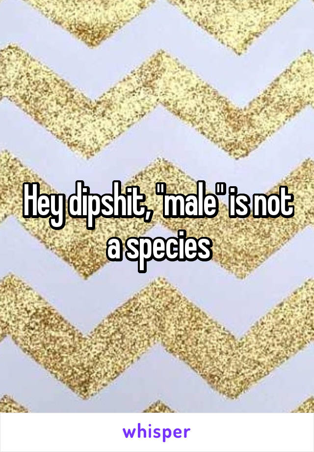 Hey dipshit, "male" is not a species