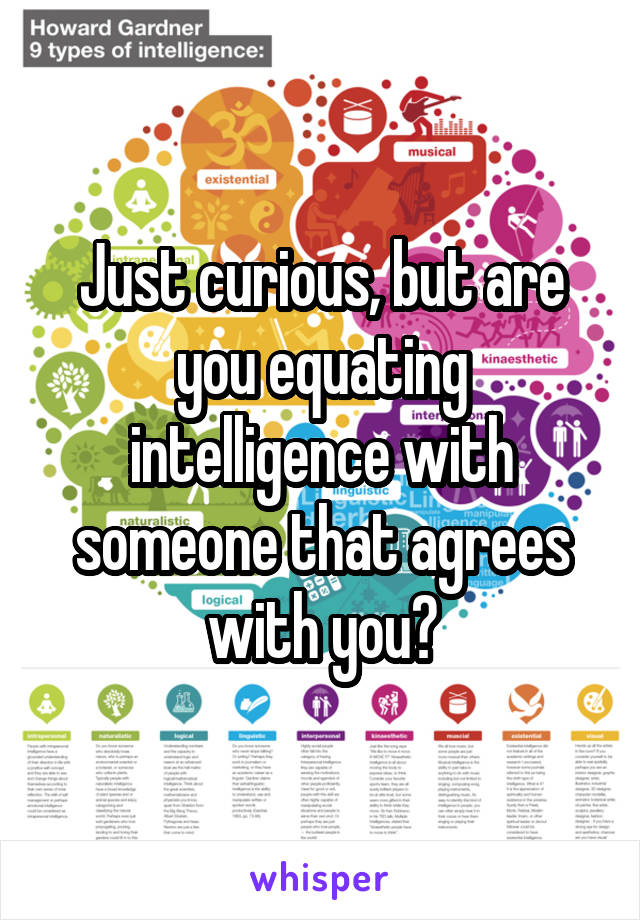 Just curious, but are you equating intelligence with someone that agrees with you?