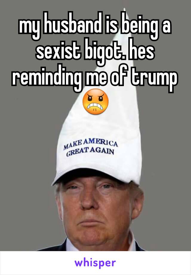 my husband is being a sexist bigot. hes reminding me of trump 😠