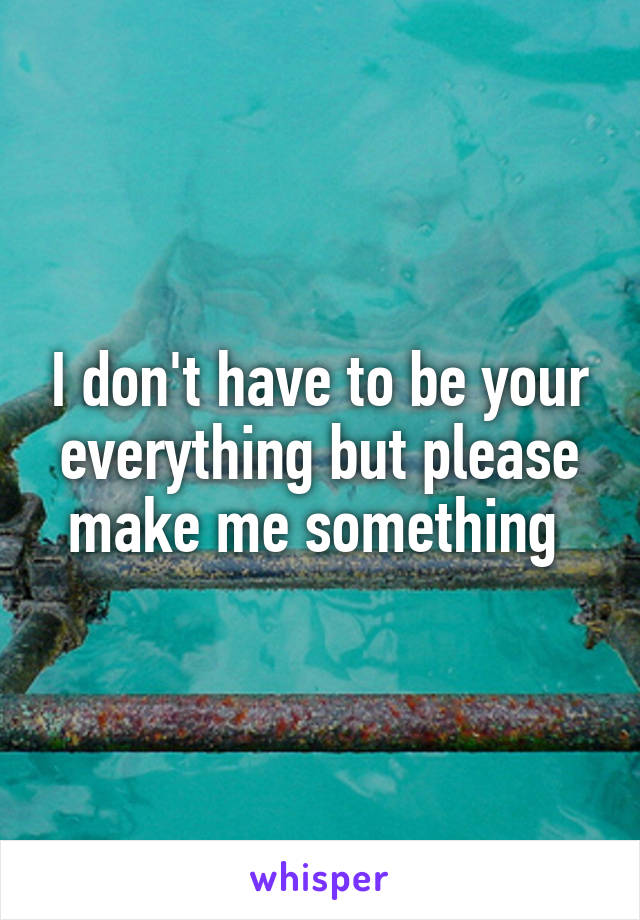 I don't have to be your everything but please make me something 