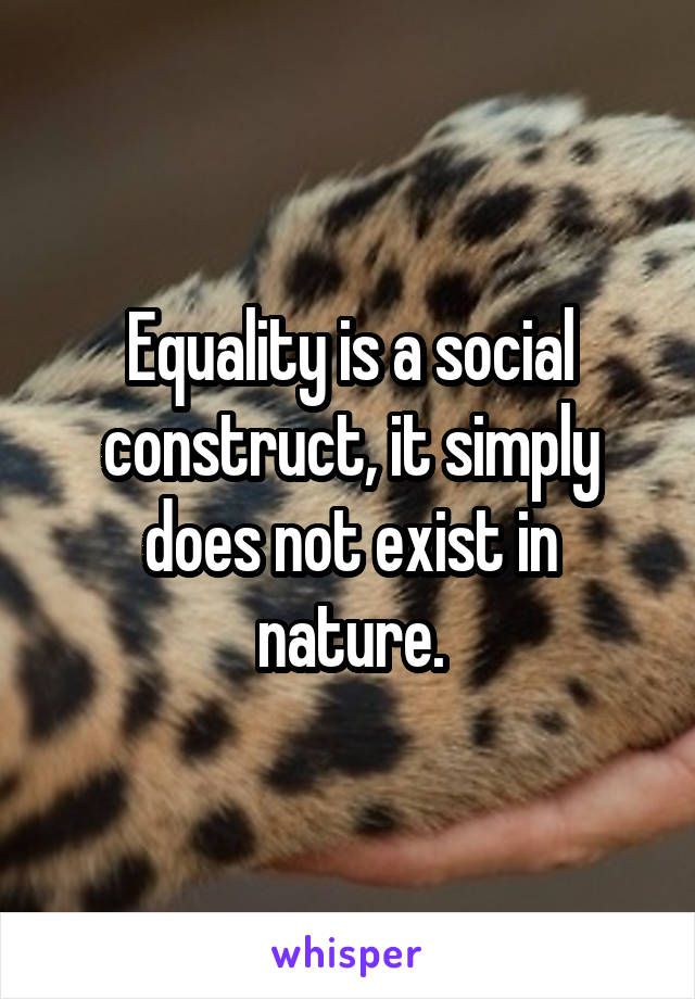 Equality is a social construct, it simply does not exist in nature.