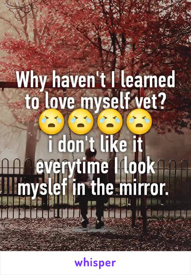 Why haven't I learned to love myself yet? 😭😭😭😭
i don't like it everytime I look myslef in the mirror. 