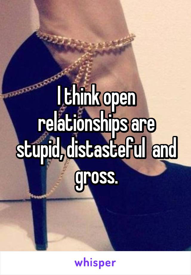 I think open relationships are stupid, distasteful  and gross.