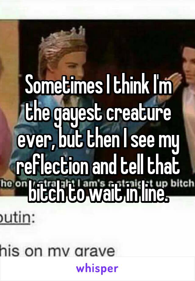 Sometimes I think I'm the gayest creature ever, but then I see my reflection and tell that bitch to wait in line.