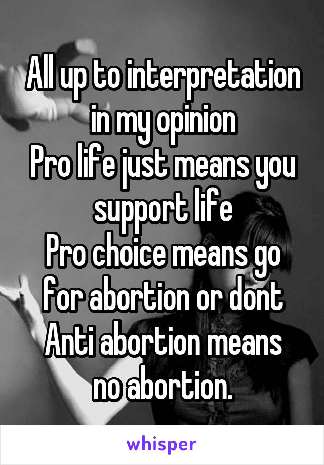 All up to interpretation in my opinion
Pro life just means you support life
Pro choice means go for abortion or dont
Anti abortion means no abortion.