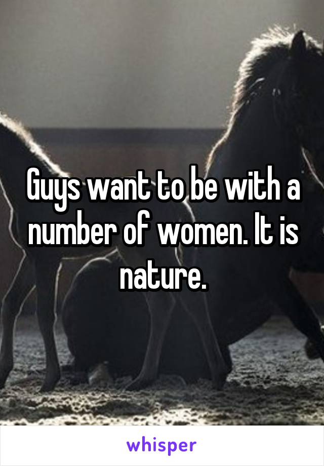 Guys want to be with a number of women. It is nature.
