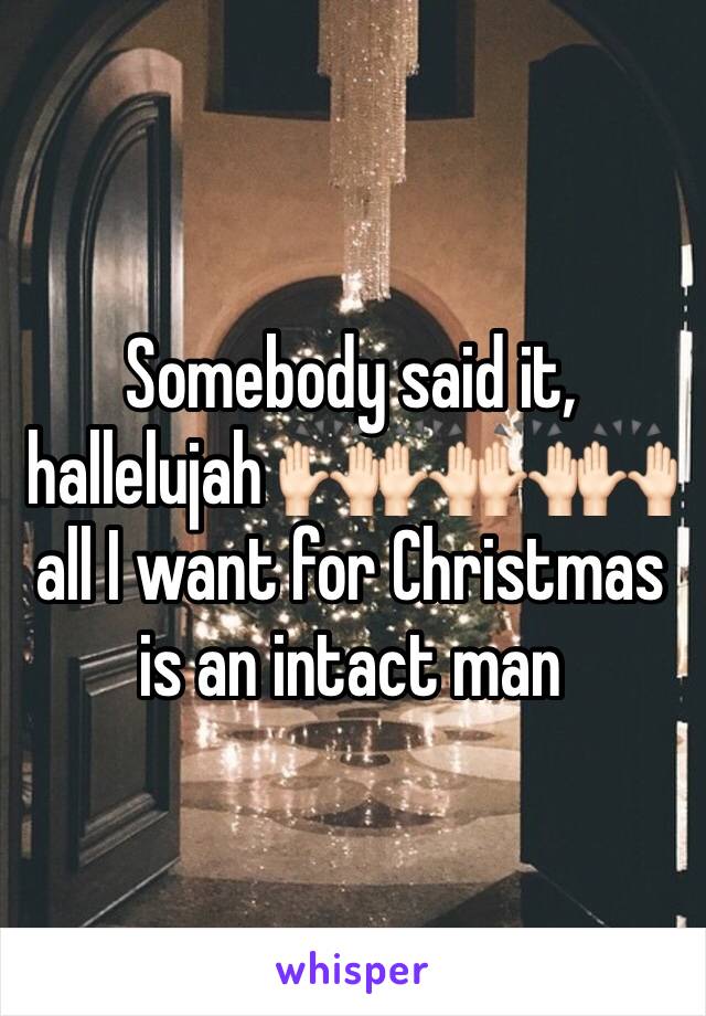 Somebody said it, hallelujah 🙌🏻🙌🏻🙌🏻🙌🏻 all I want for Christmas is an intact man