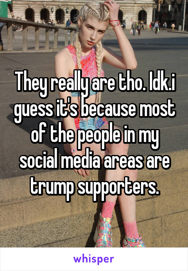 They really are tho. Idk.i guess it's because most of the people in my social media areas are trump supporters.