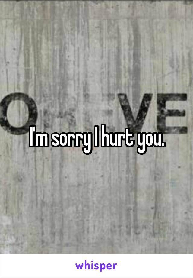 I'm sorry I hurt you.