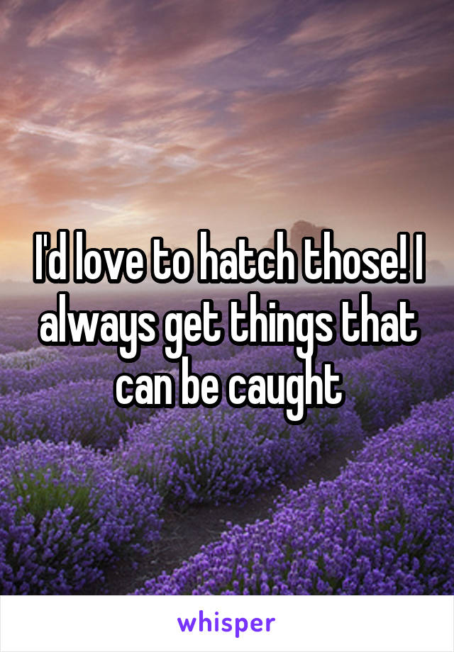 I'd love to hatch those! I always get things that can be caught