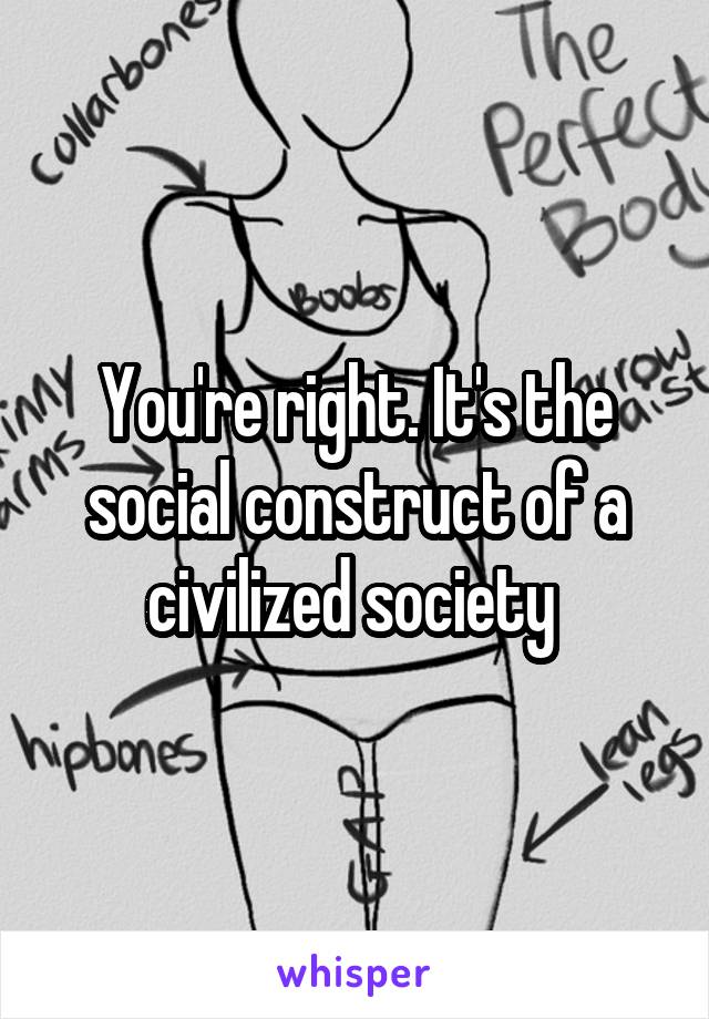 You're right. It's the social construct of a civilized society 