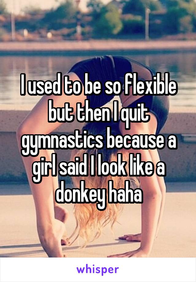 I used to be so flexible but then I quit gymnastics because a girl said I look like a donkey haha