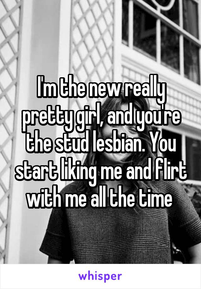 I'm the new really pretty girl, and you're the stud lesbian. You start liking me and flirt with me all the time 