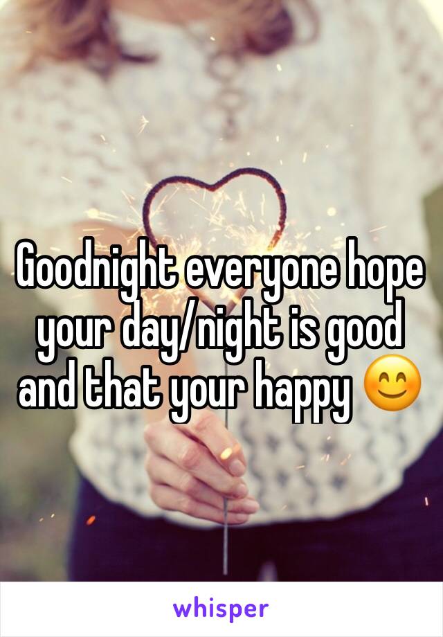 Goodnight everyone hope your day/night is good and that your happy 😊
