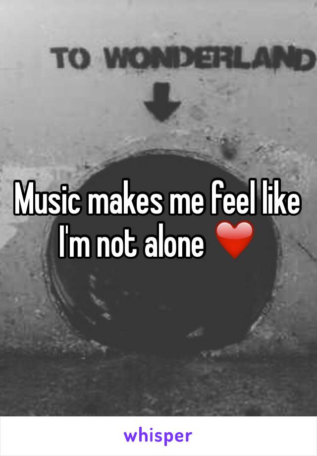 Music makes me feel like I'm not alone ❤️️