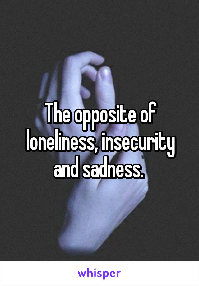 The opposite of loneliness, insecurity and sadness. 