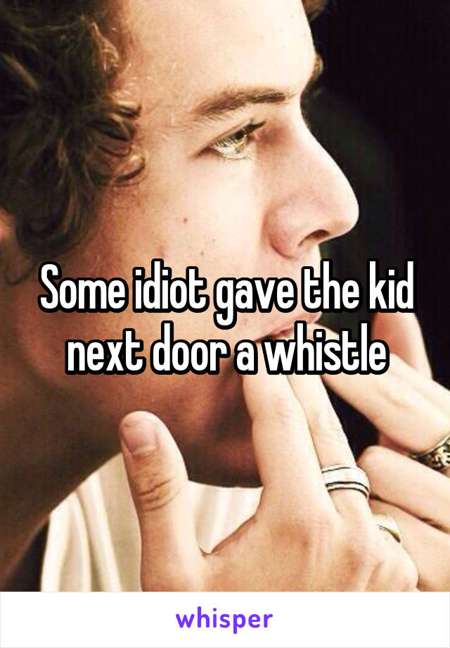 Some idiot gave the kid next door a whistle