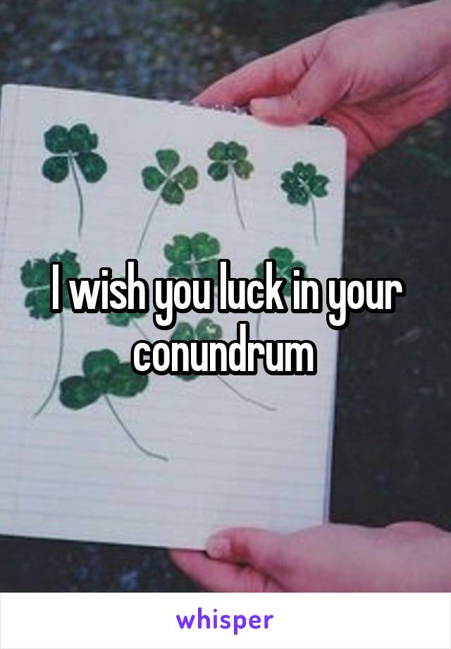 I wish you luck in your conundrum 
