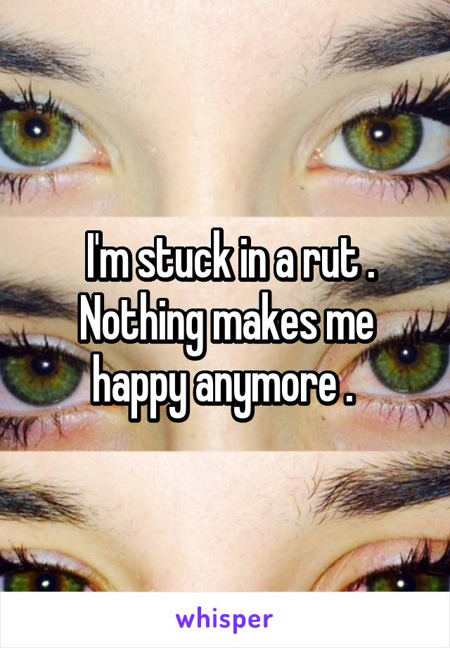  I'm stuck in a rut . Nothing makes me happy anymore . 