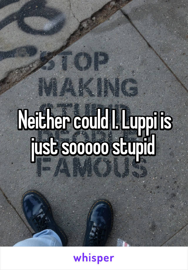 Neither could I. Luppi is just sooooo stupid 