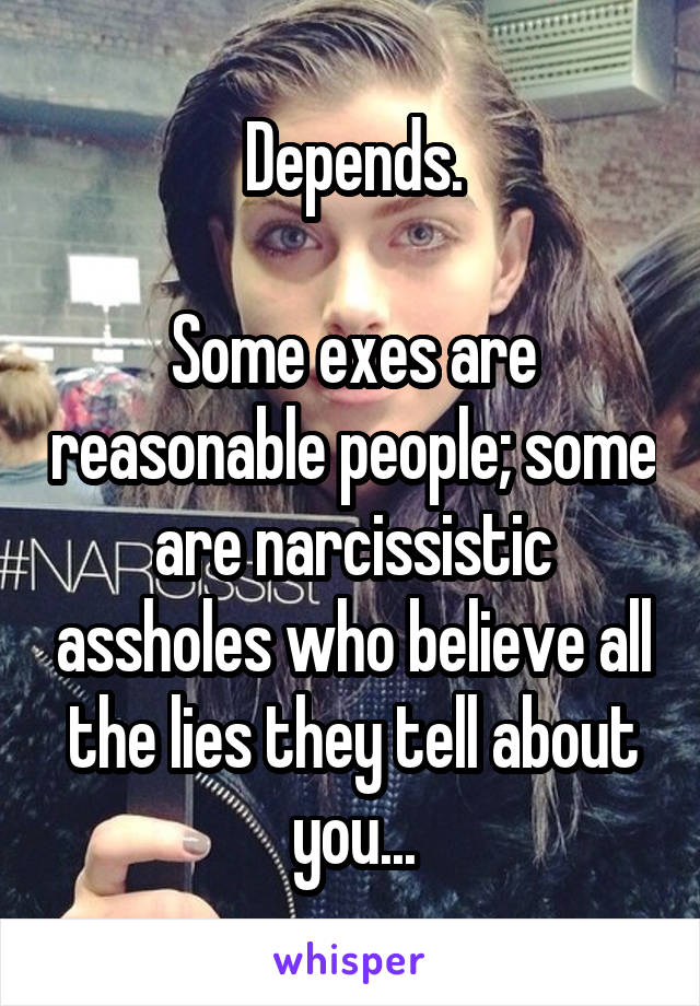 Depends.

Some exes are reasonable people; some are narcissistic assholes who believe all the lies they tell about you...