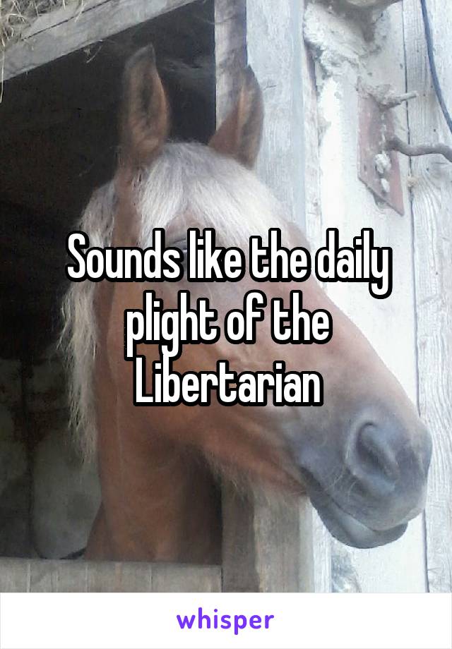Sounds like the daily plight of the Libertarian