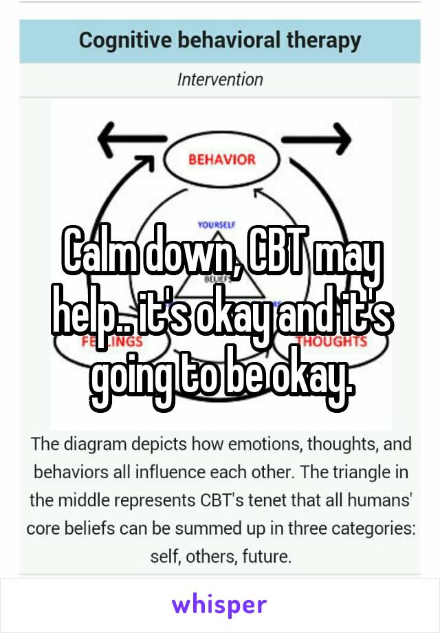 Calm down, CBT may help.. it's okay and it's going to be okay.