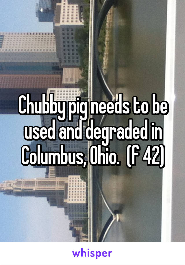 Chubby pig needs to be used and degraded in Columbus, Ohio.  (f 42)