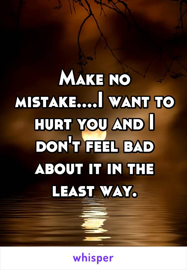 Make no mistake....I want to hurt you and I don't feel bad about it in the least way.