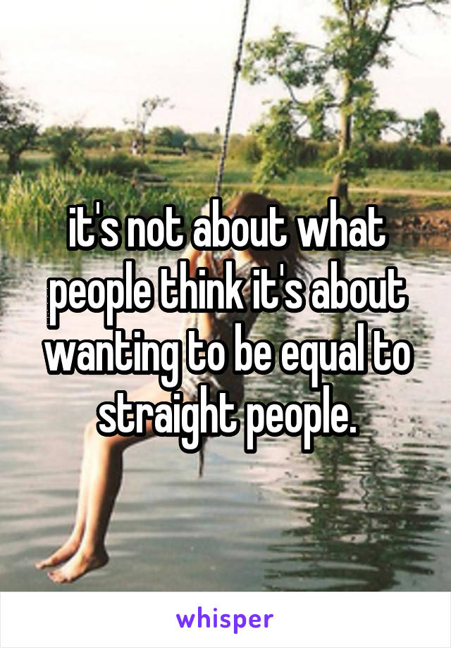it's not about what people think it's about wanting to be equal to straight people.