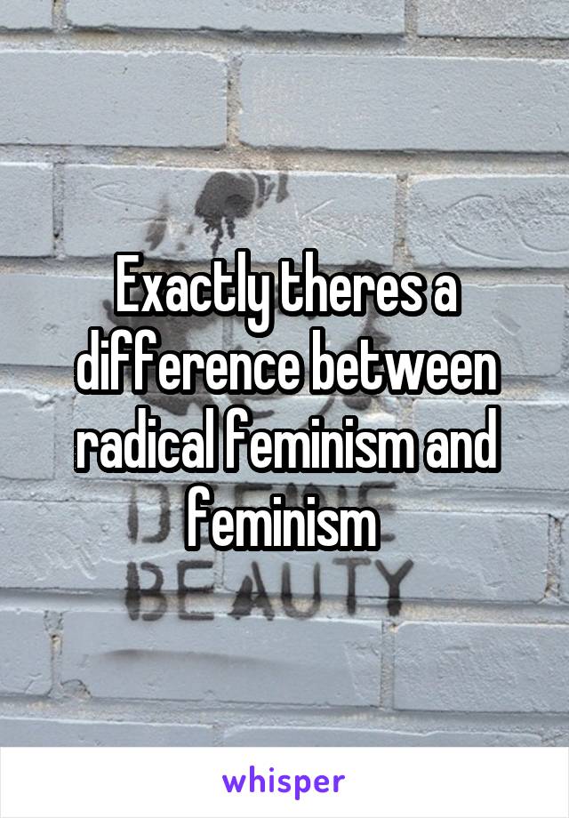 Exactly theres a difference between radical feminism and feminism 