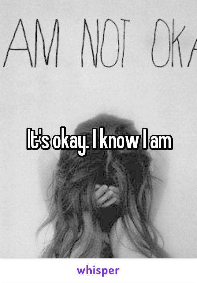 It's okay. I know I am