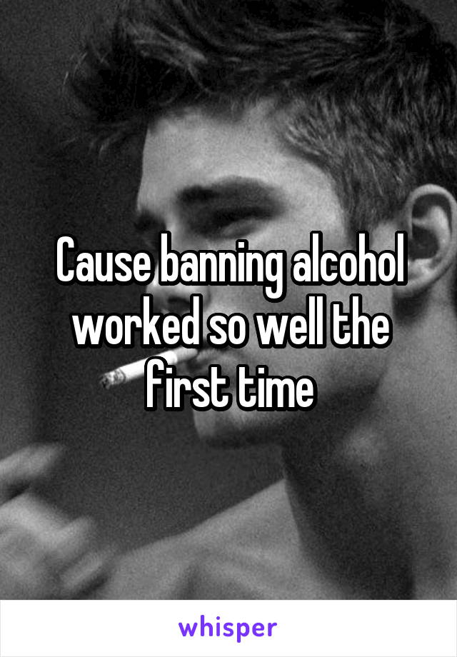 Cause banning alcohol worked so well the first time