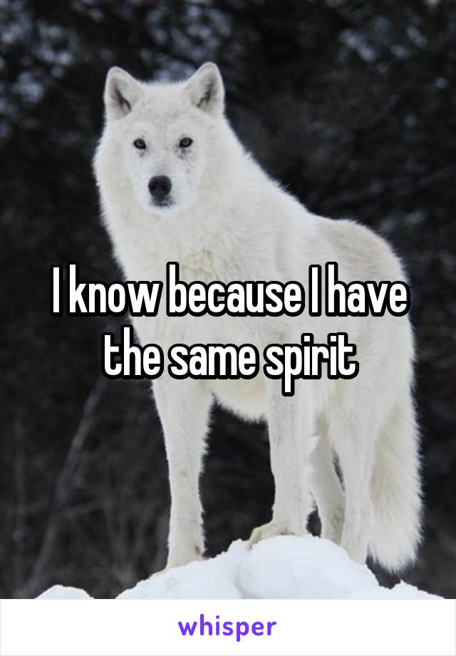 I know because I have the same spirit