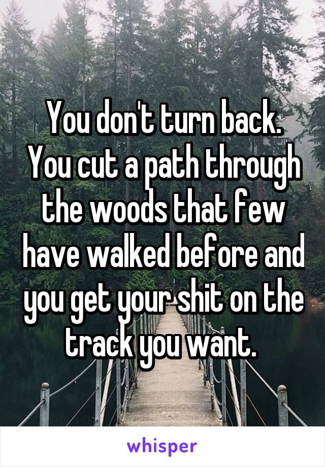 You don't turn back. You cut a path through the woods that few have walked before and you get your shit on the track you want. 