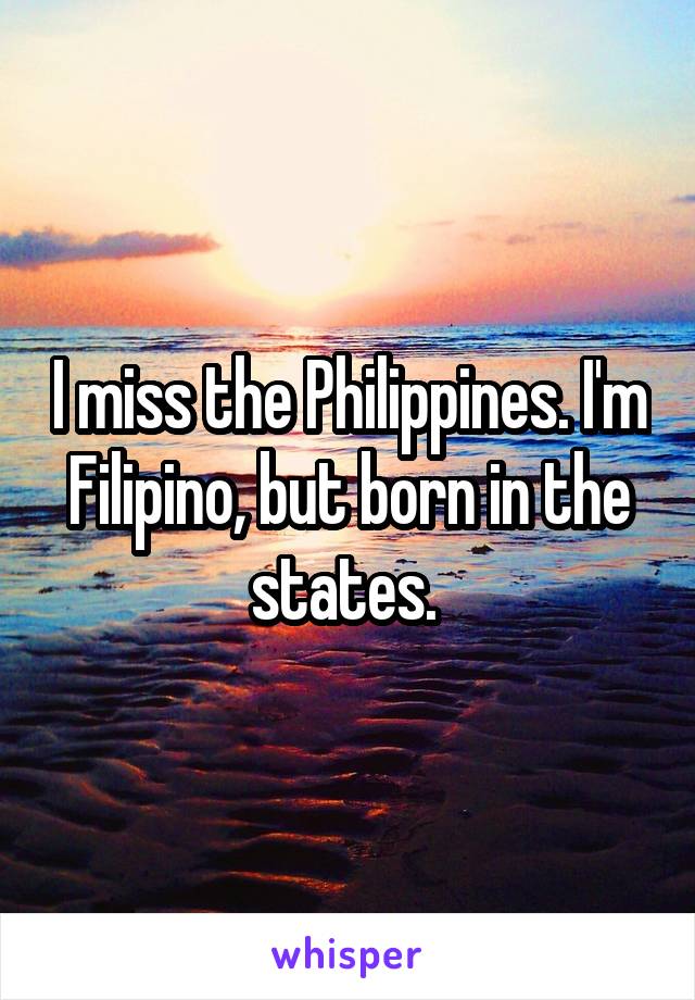 I miss the Philippines. I'm Filipino, but born in the states. 