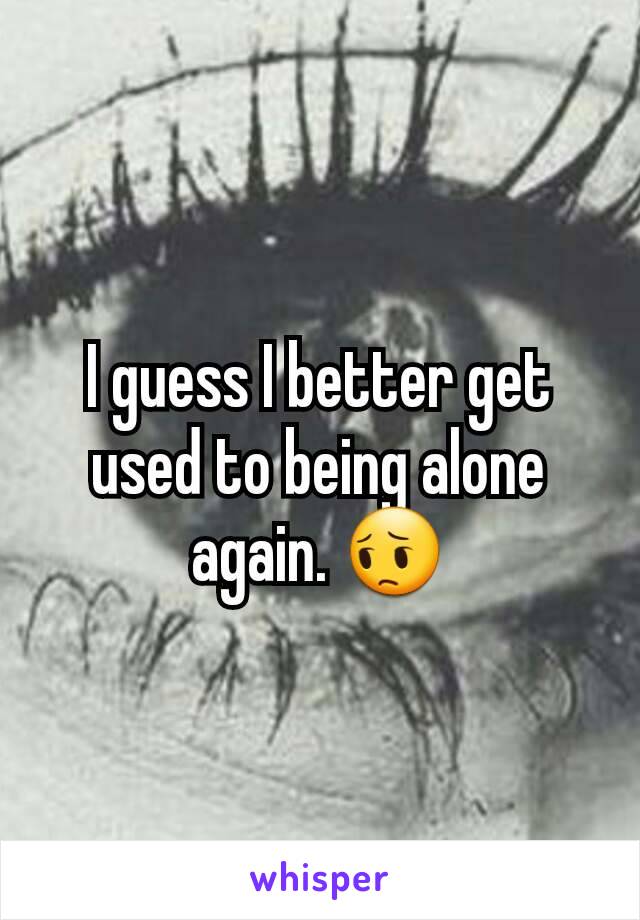 I guess I better get used to being alone again. 😔