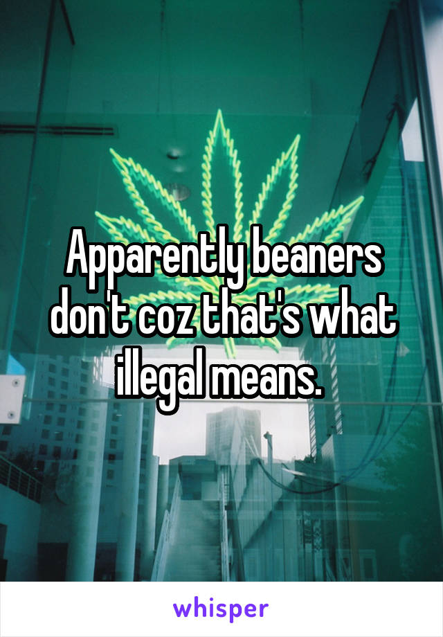 Apparently beaners don't coz that's what illegal means. 