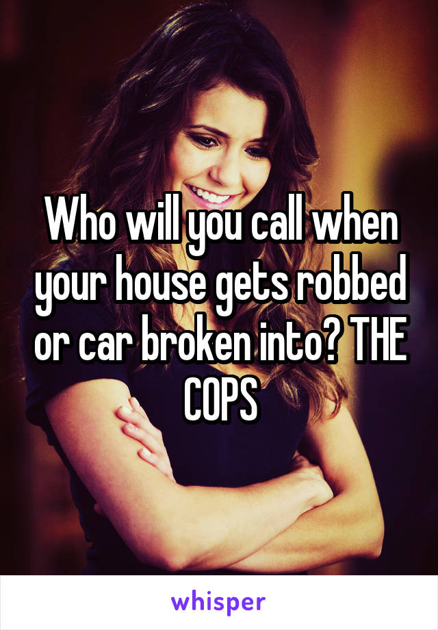 Who will you call when your house gets robbed or car broken into? THE COPS