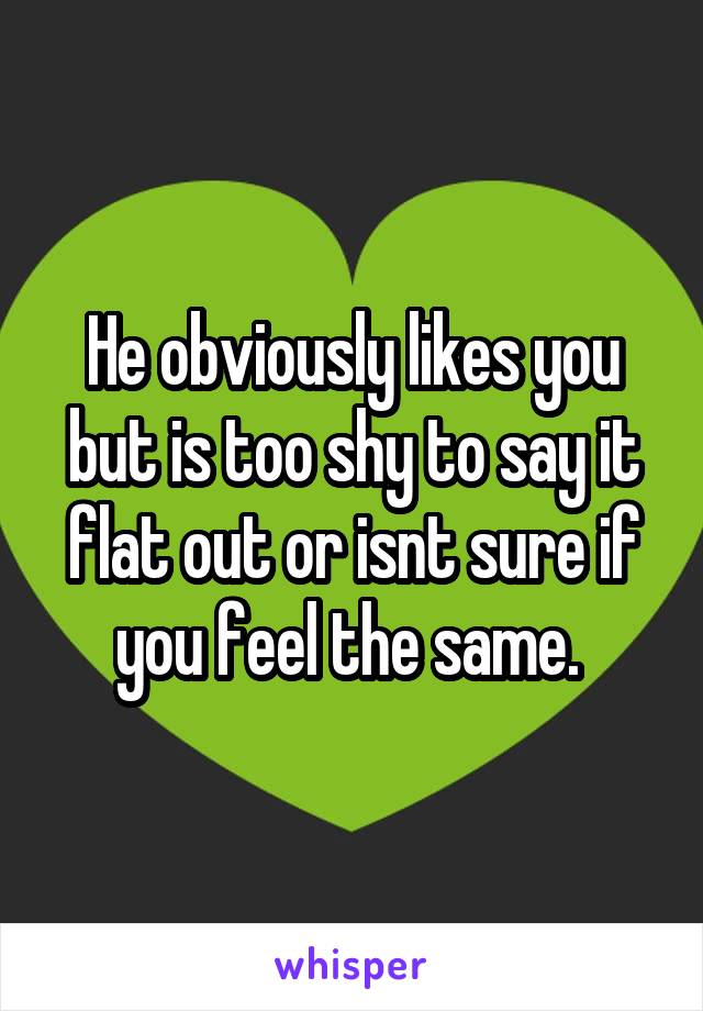 He obviously likes you but is too shy to say it flat out or isnt sure if you feel the same. 